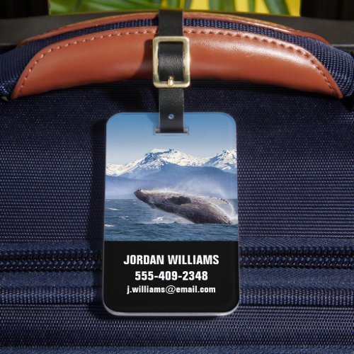 Mountains  Breaching Whale Glacier Bay Alaska Luggage Tag