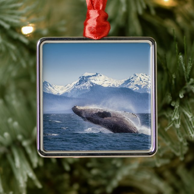 Mountains | Breaching Whale Glacier Bay, Alaska Metal Ornament (Tree)