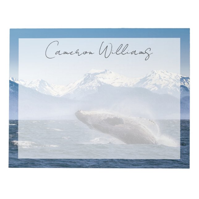 Mountains | Breaching Whale Glacier Bay, Alaska Notepad (Front)