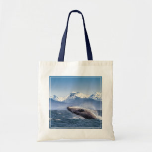 Mountains   Breaching Whale Glacier Bay, Alaska Tote Bag