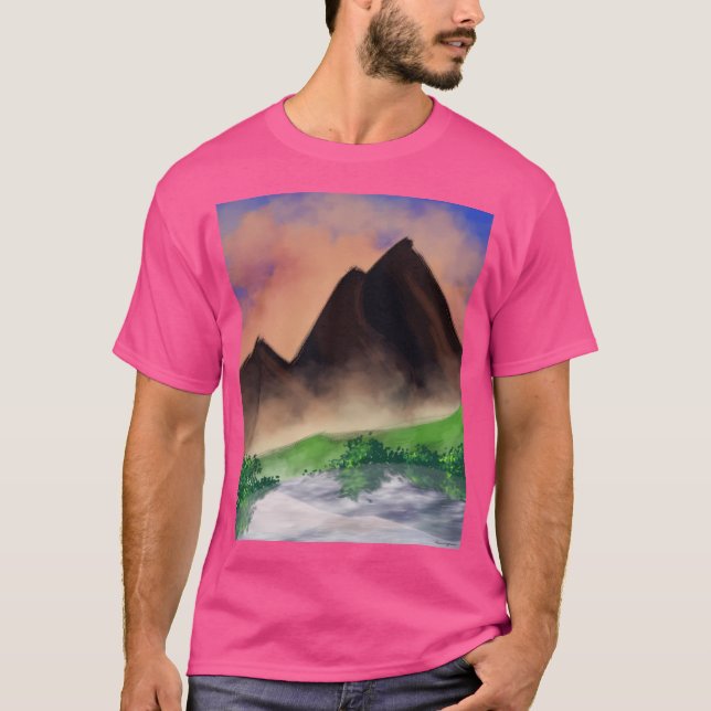 Mountains By Riverside Active T-Shirt (Front)