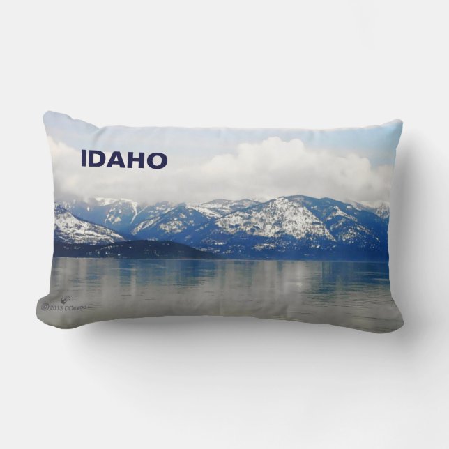 Mountains By The Lake Lumbar Pillow (Front)