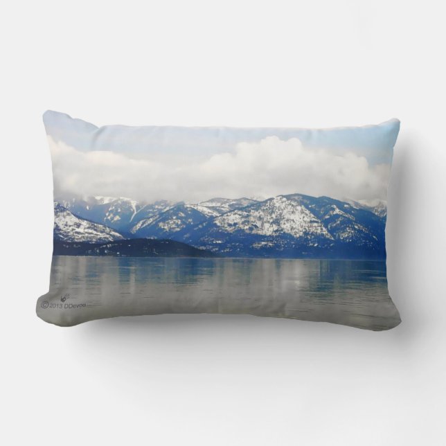 Mountains By The Lake Lumbar Pillow (Front)