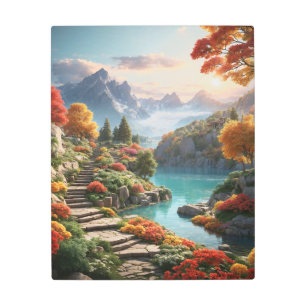 Mountains by the Lake Metal Print