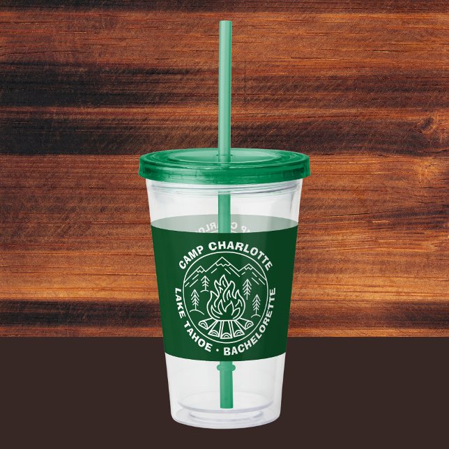 Mountains Campfire Green Camp Bachelorette Acrylic Tumbler (Mountains Campfire Green Camp Bachelorette Acrylic Tumbler
)