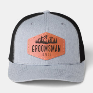 Mountains Camping Bachelor's Trip Groomsman Groom Leather Patch Hat