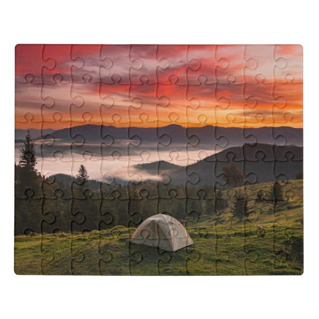 Mountains | Camping Foggy Sunrise Jigsaw Puzzle (Puzzle Horizontal)