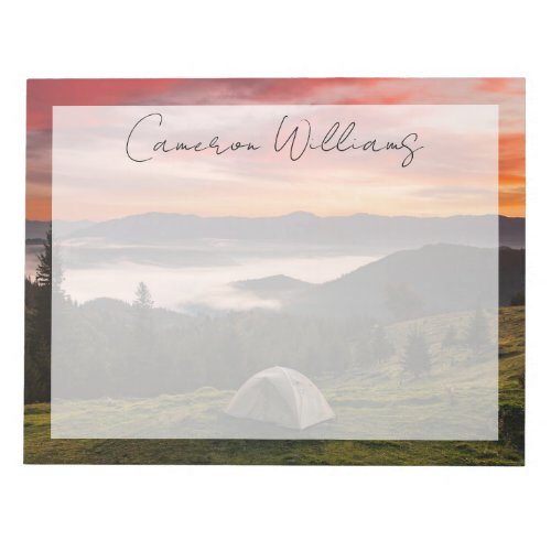 Mountains  Camping Foggy Sunrise Notepad