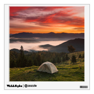 Mountains Camping Foggy Sunrise Wall Decal
