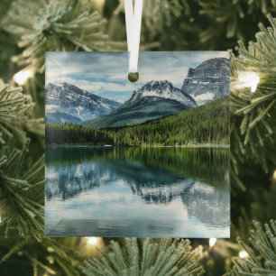 Mountains   Canadian Rockies, Alberta Canada Glass Ornament