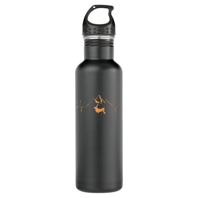 Mountains Climbing Heartbeat Stainless Steel Water Bottle (Front)