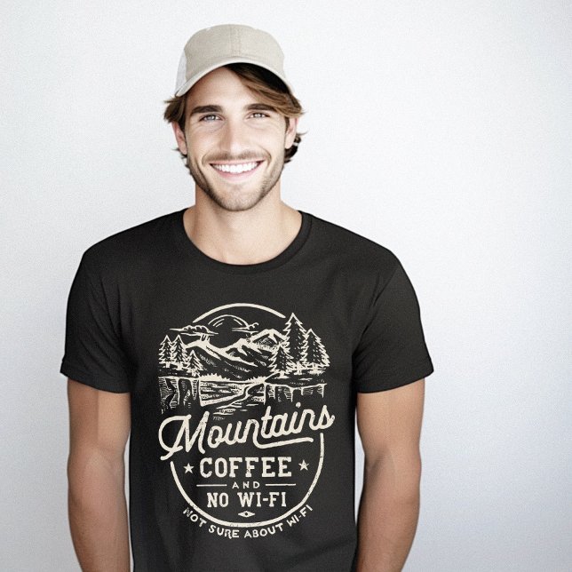 Mountains Coffee Wi-Fi Funny T-Shirt (Mountains Coffee Wi-Fi Funny T-Shirt)
