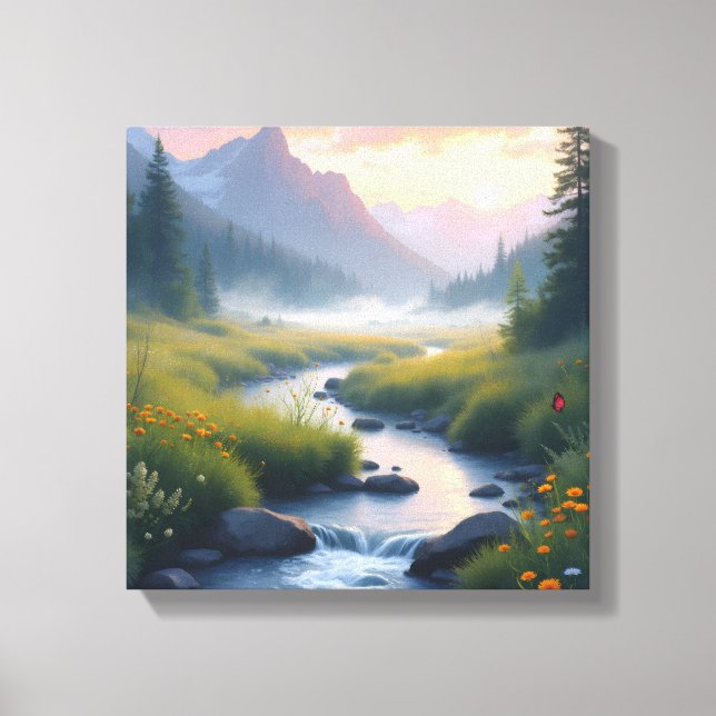 Mountains Creek Mist Canvas Print (Front)