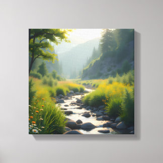 Mountains Creek Rocks  Canvas Print