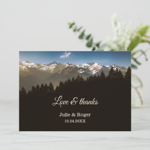 Mountains Custom Photo Wedding Thank You Card