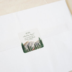 Mountains Deer Baby Shower Square Sticker