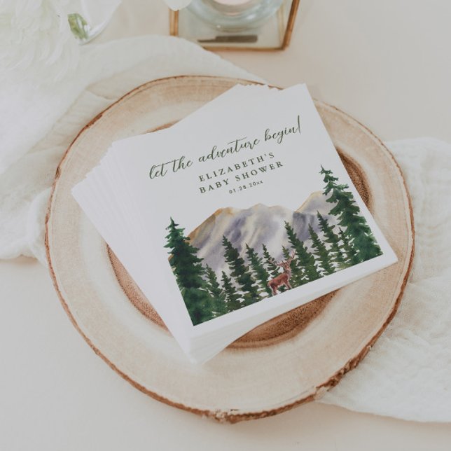 Mountains Deer Forest Baby Shower Napkins (Creator Uploaded)