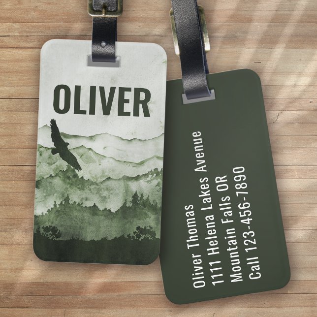 Mountains Eagle Outdoors Nature Personalized Luggage Tag (Creator Uploaded)