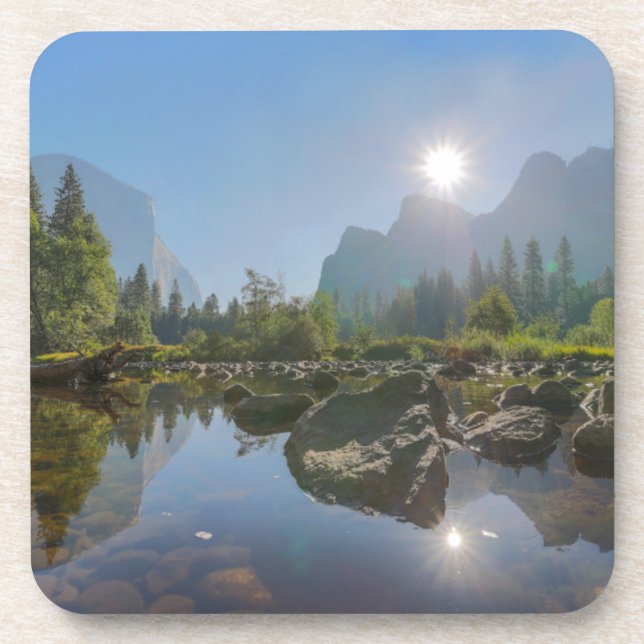 Mountains | El Capitan Yosemite Park, California Beverage Coaster (Front)