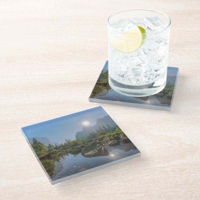 Mountains | El Capitan Yosemite Park, California Glass Coaster (Angled)