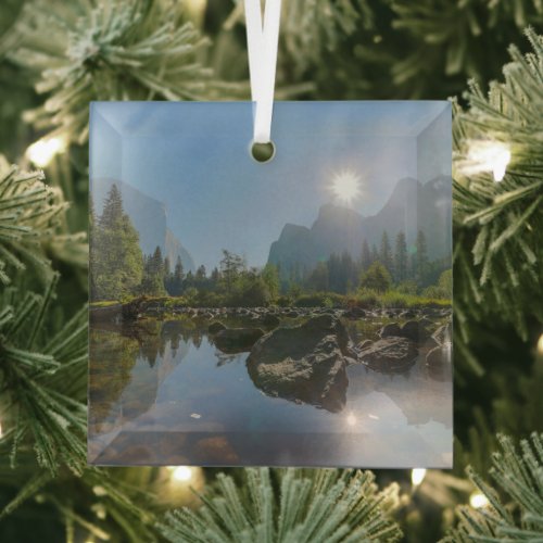 Mountains  El Capitan Yosemite Park California Glass Ornament