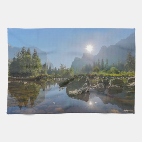 Mountains  El Capitan Yosemite Park California Kitchen Towel