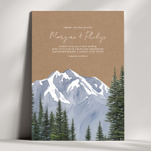 Mountains Evergreen Cardstock Wedding Invitation