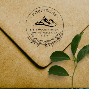 Mountains Family Return Address Rustic Botanical Self-inking Stamp