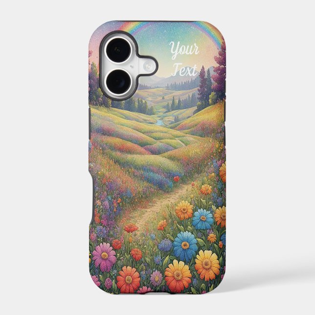 Mountains Flowers Rainbow Case-Mate iPhone Case (Back)