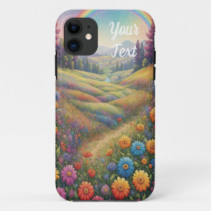 Mountains Flowers Rainbow iPhone 11 Case