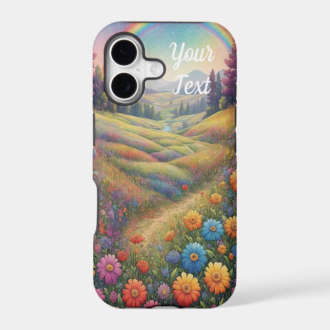 Mountains Flowers Rainbow Iphone Case (Back)