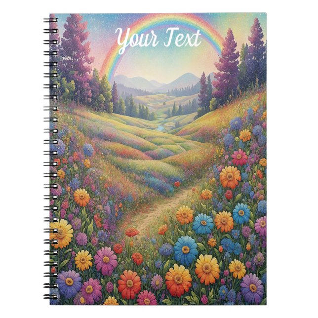 Mountains Flowers Rainbow Notebook (Front)