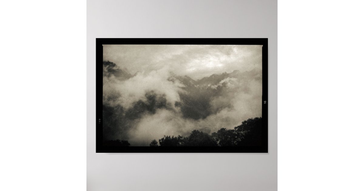 Mountains Fog Covered Dark Moody Landscape Poster Zazzle Com
