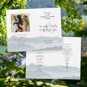 Mountains Folded Wedding Photo Program Template
