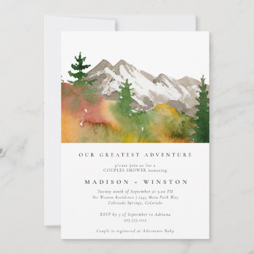 Mountains Forest  Greatest Adventure Baby Shower  Invitation