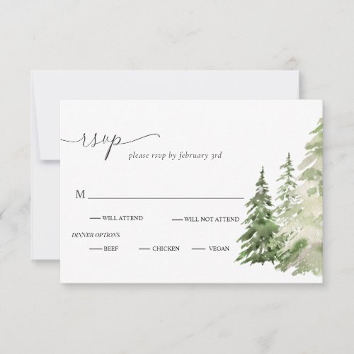 Mountains Forest Rustic Wedding RSVP Card