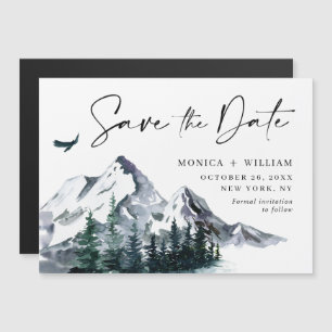 Mountains Forest Save the Date Magnetic Card