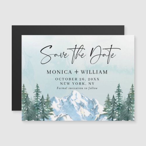 Mountains Forest Save the Date Magnetic Card