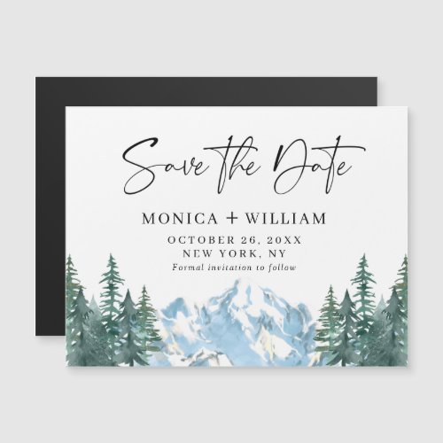 Mountains Forest Save the Date Magnetic Card