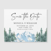 Mountains Forest Save the Date Magnetic Card (Front)