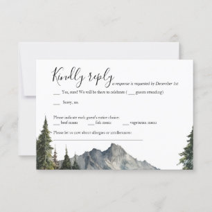 Mountains Forest Wedding RSVP Card
