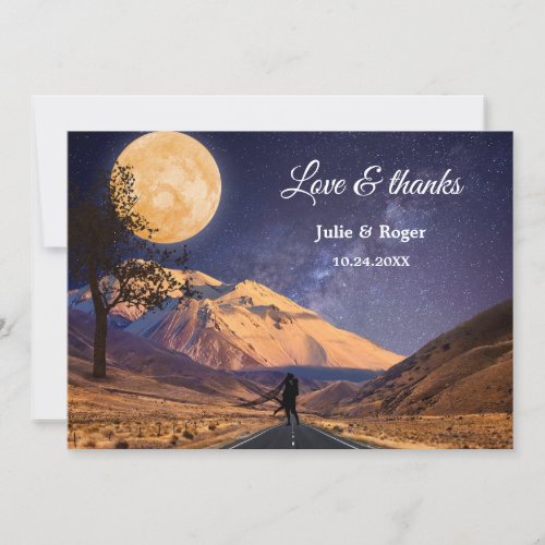 Mountains Full Moon Custom Photo Wedding Thank You