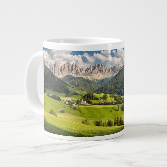 Mountains | Funes Valley, Dolomites, Italy Giant Coffee Mug (Front Left)