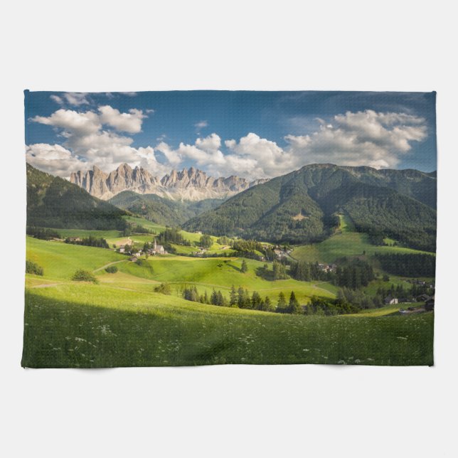 Mountains | Funes Valley, Dolomites, Italy Kitchen Towel (Horizontal)