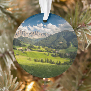 Mountains Funes Valley, Dolomites, Italy Ornament