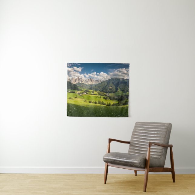 Mountains | Funes Valley, Dolomites, Italy Tapestry (In Situ (Horizontal))