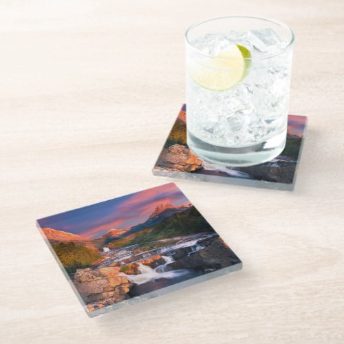 Mountains  Glacier National Park Montana Glass Coaster