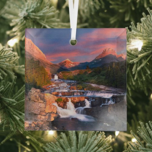 Mountains  Glacier National Park Montana Glass Ornament