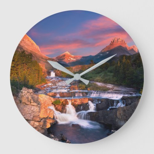 Mountains  Glacier National Park Montana Large Clock