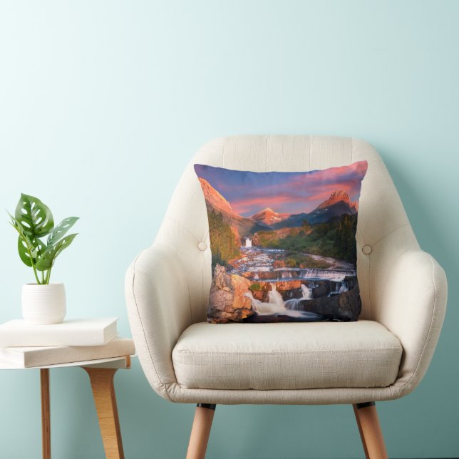 Mountains | Glacier National Park, Montana Throw Pillow (Chair)